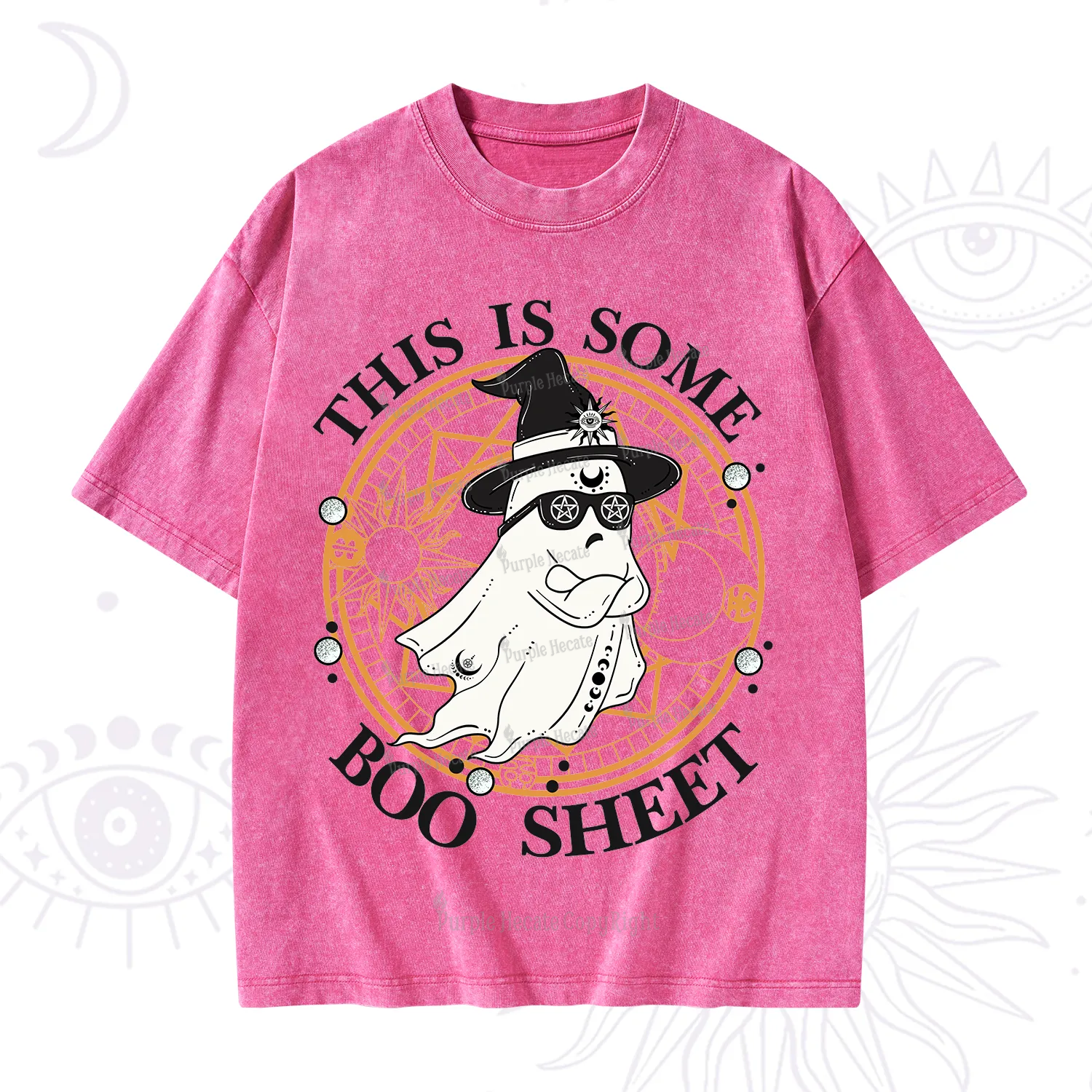 Purplehecate This Is Some Boo Sheet Halloween Washed T-Shirt