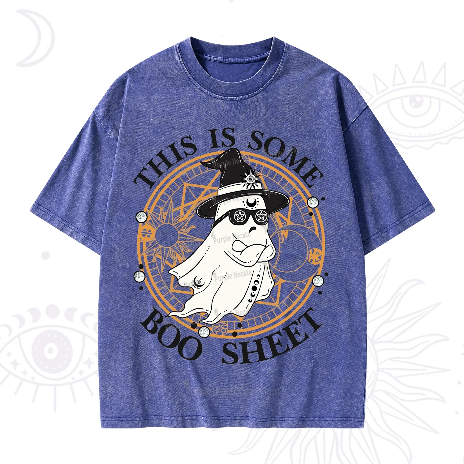 Purplehecate This Is Some Boo Sheet Halloween Washed T-Shirt