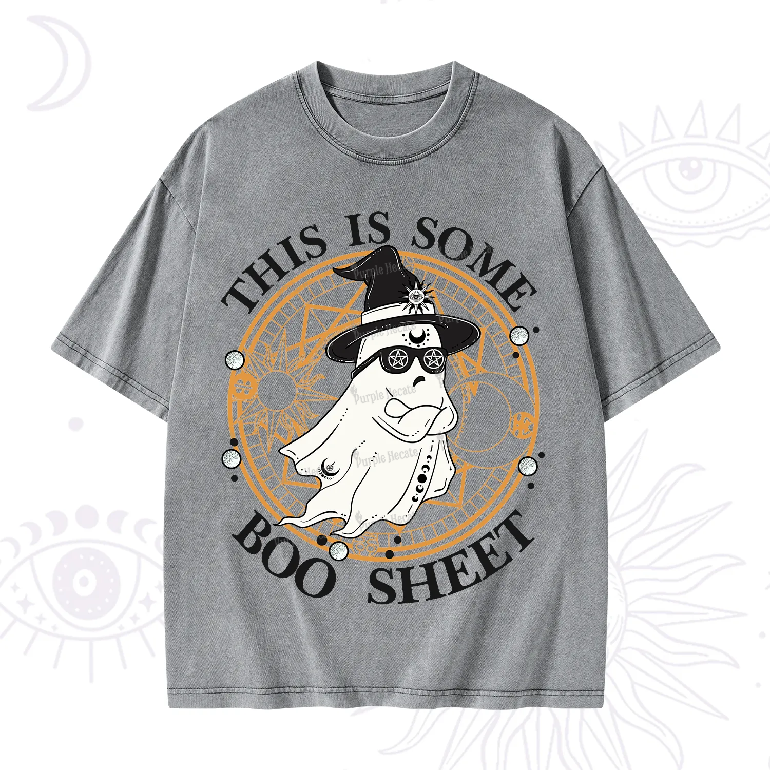 Purplehecate This Is Some Boo Sheet Halloween Washed T-Shirt