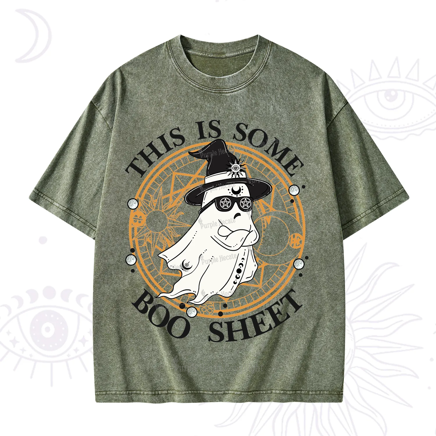 Purplehecate This Is Some Boo Sheet Halloween Washed T-Shirt