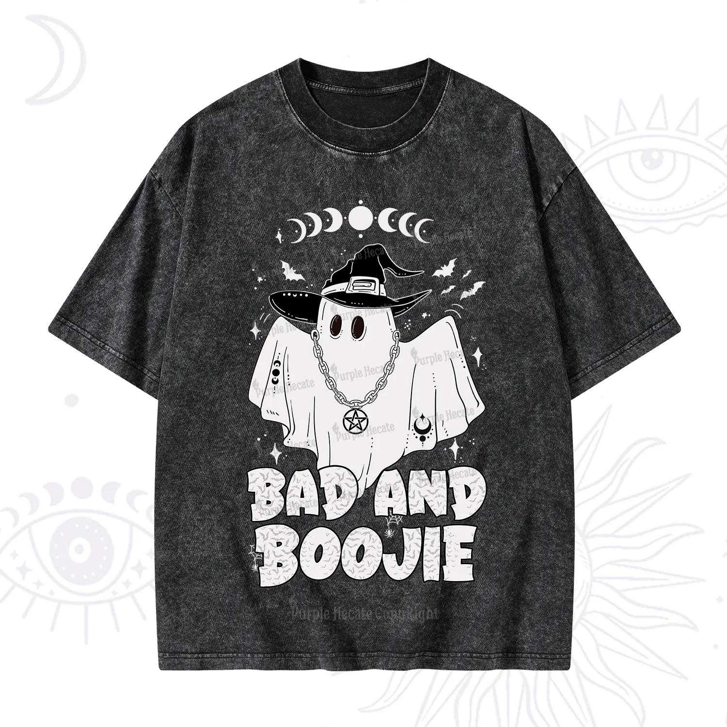 Purplehecate Bad and Boo Jee Halloween Washed T-Shirt