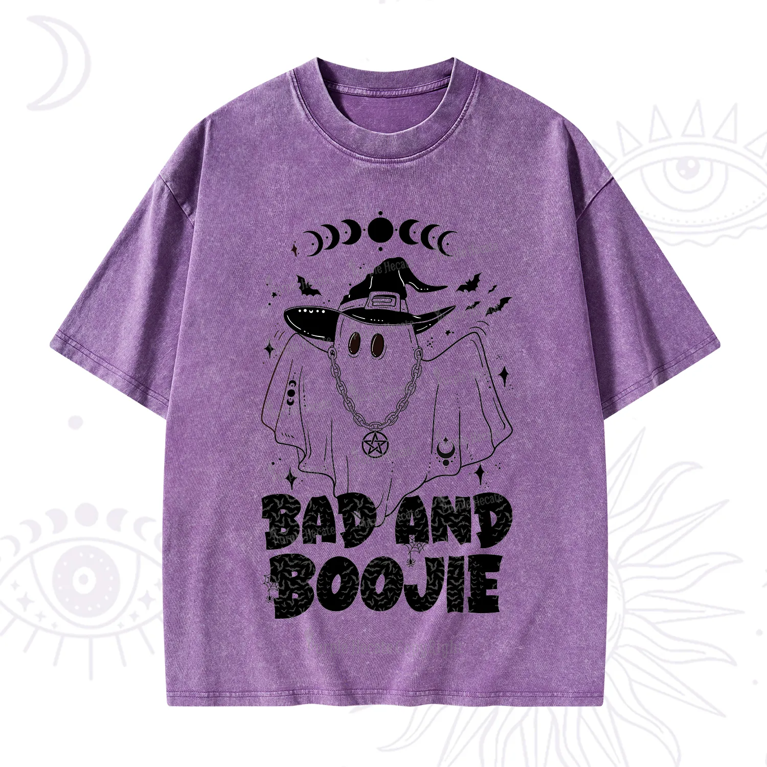Purplehecate Bad and Boo Jee Halloween Washed T-Shirt