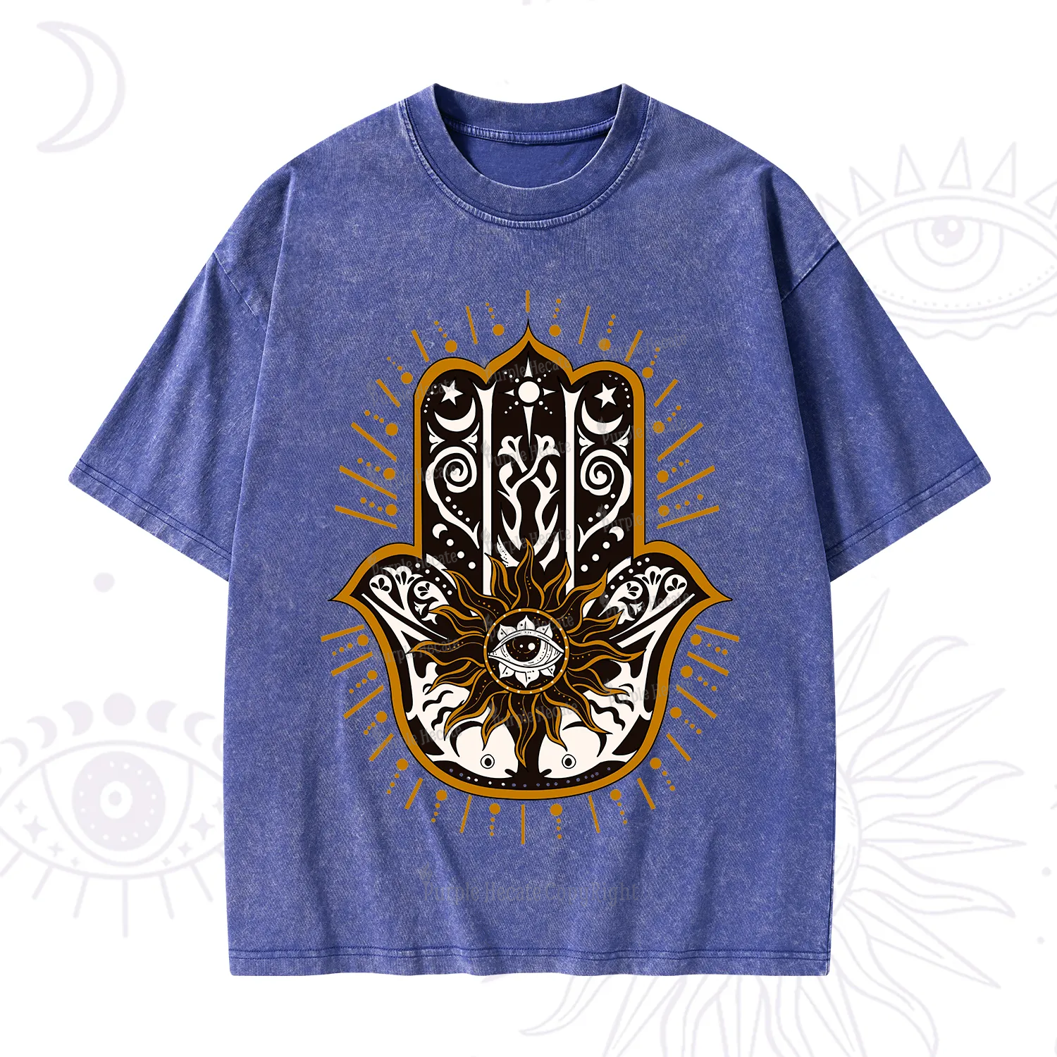 Purplehecate The Sun Eye Hamsa Washed T-Shirt
