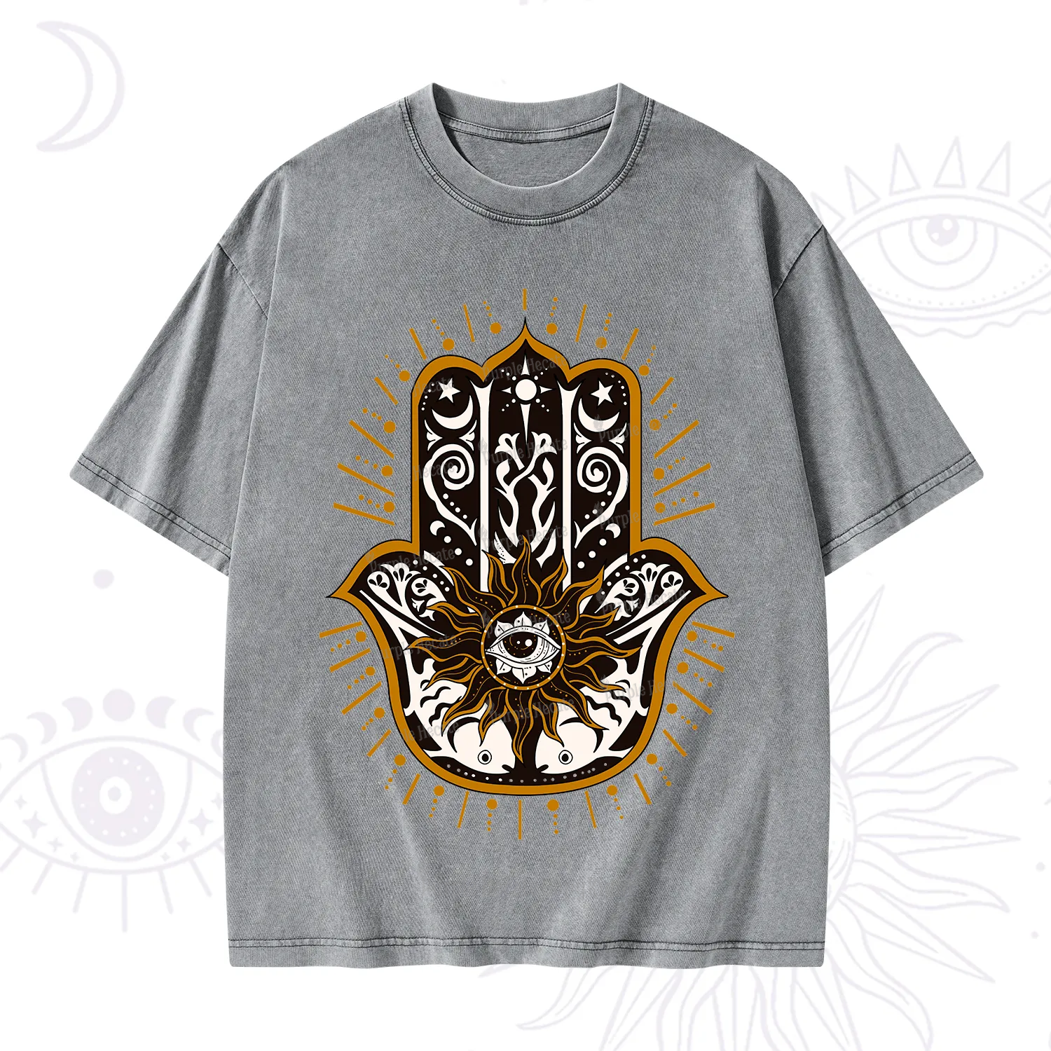 Purplehecate The Sun Eye Hamsa Washed T-Shirt