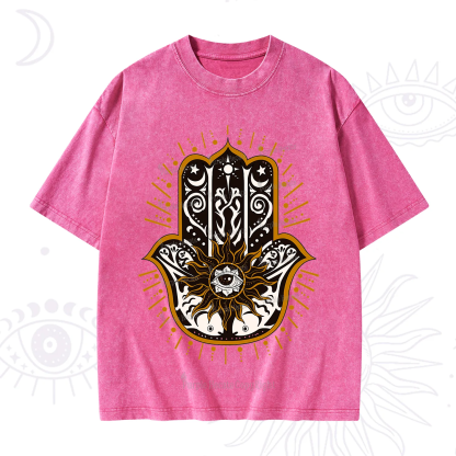 Purplehecate The Sun Eye Hamsa Washed T-Shirt