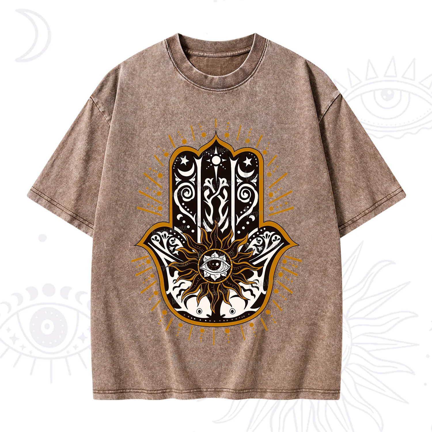 Purplehecate The Sun Eye Hamsa Washed T-Shirt