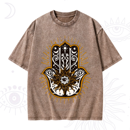 Purplehecate The Sun Eye Hamsa Washed T-Shirt