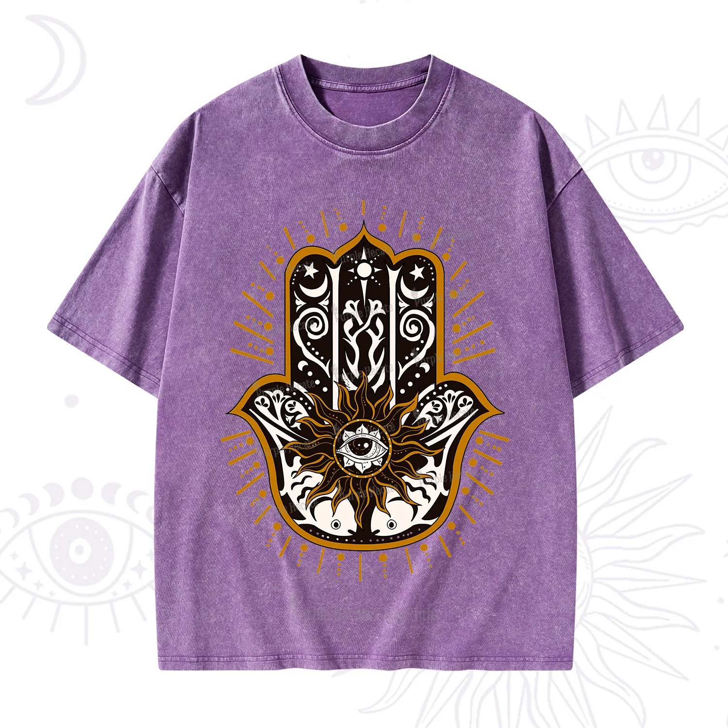 Purplehecate The Sun Eye Hamsa Washed T-Shirt