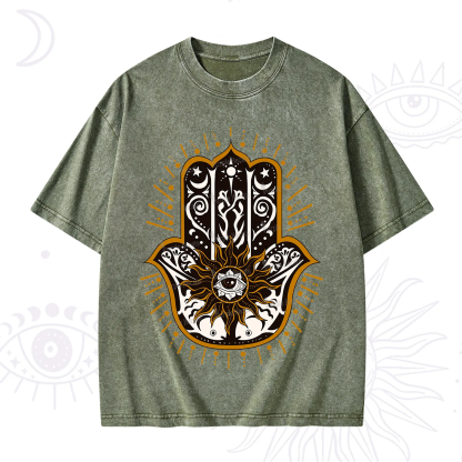 Purplehecate The Sun Eye Hamsa Washed T-Shirt
