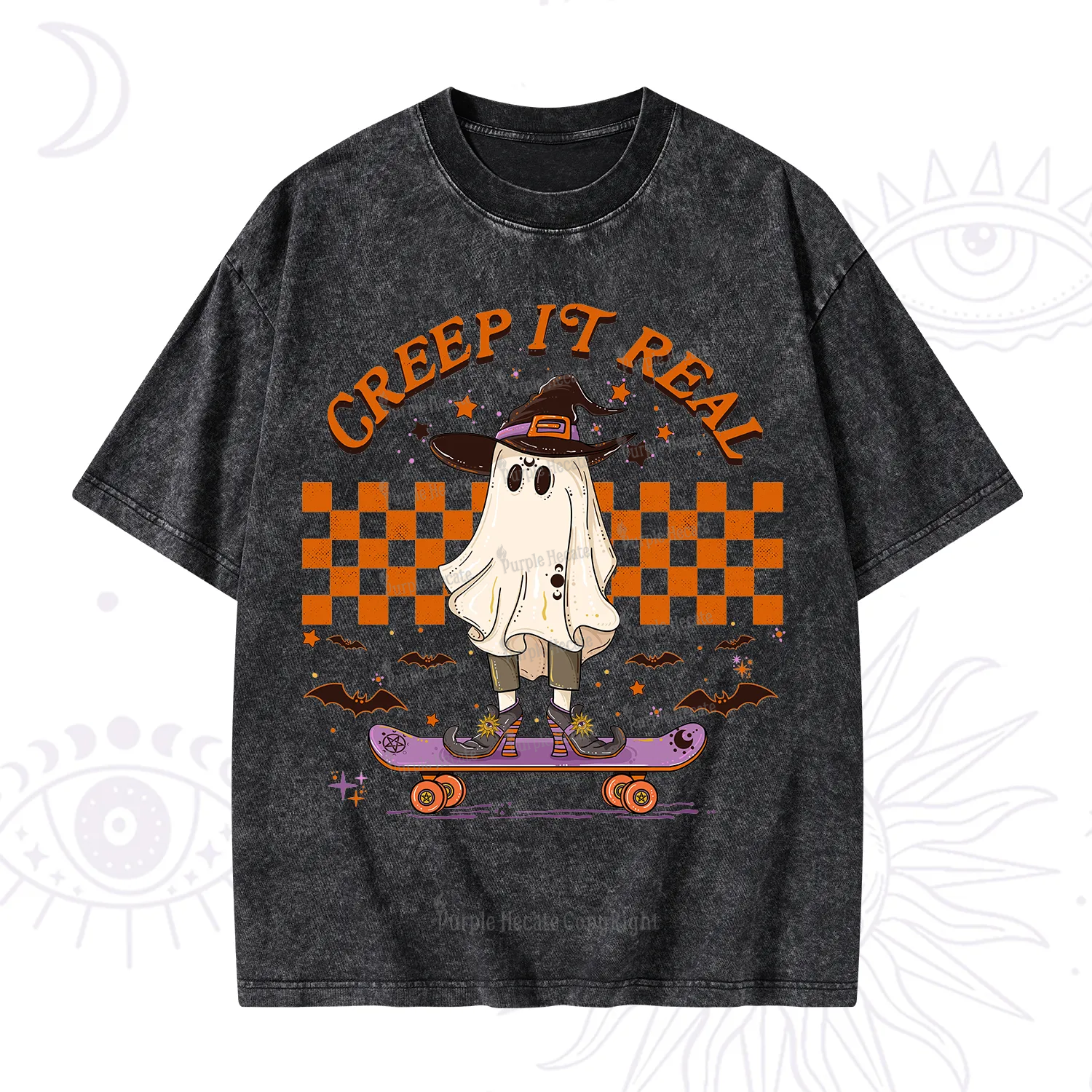 Purplehecate Creep It Real Halloween Washed T-Shirt
