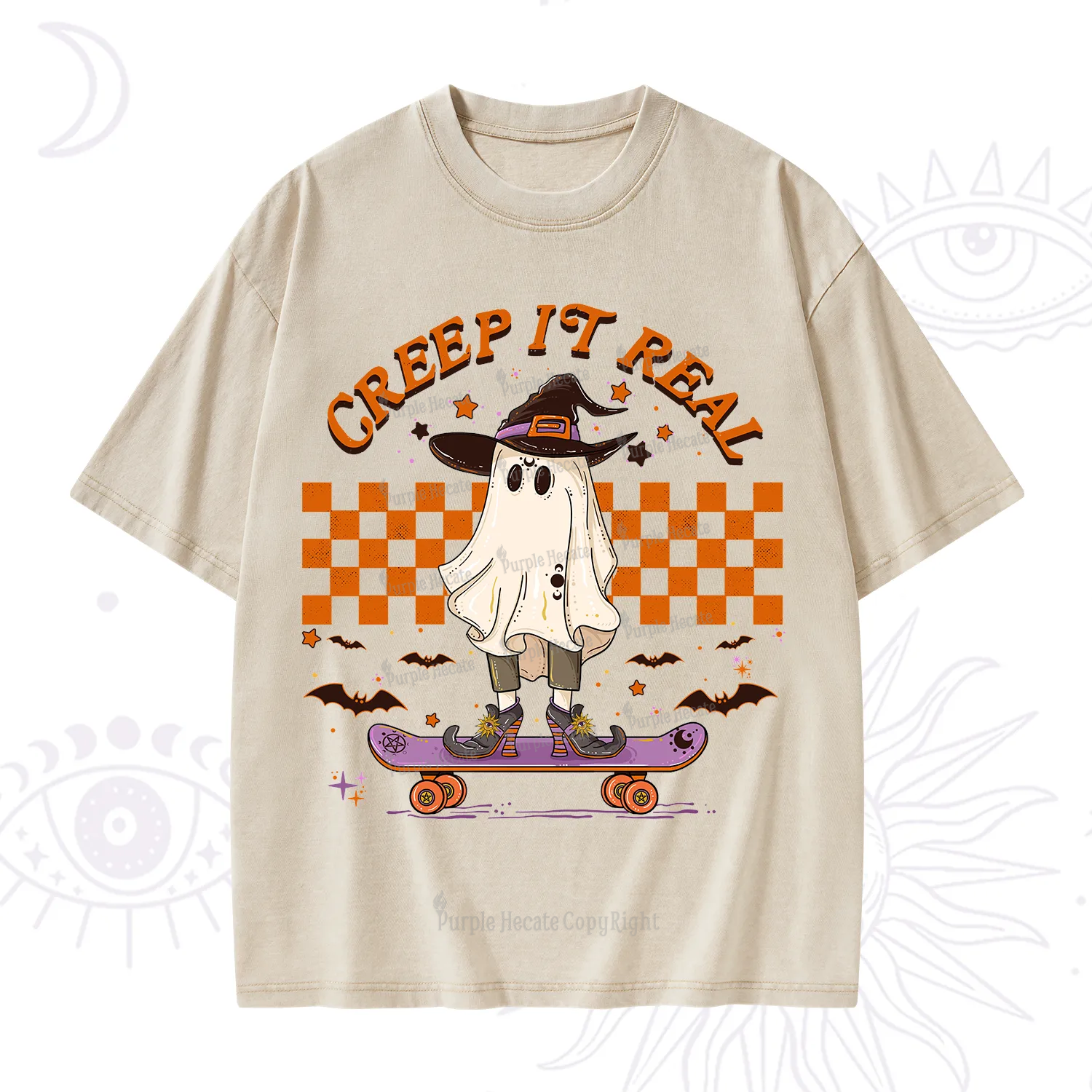 Purplehecate Creep It Real Halloween Washed T-Shirt