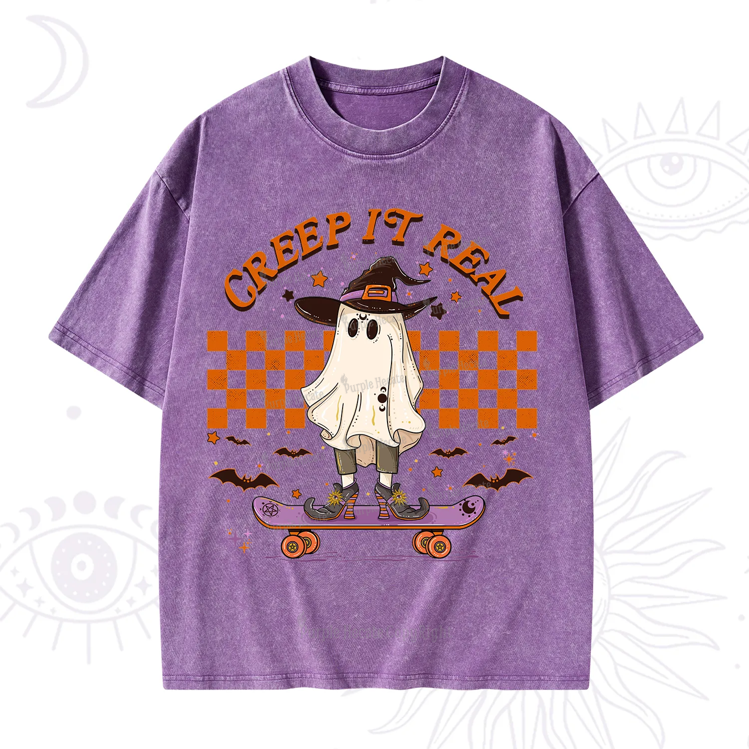 Purplehecate Creep It Real Halloween Washed T-Shirt