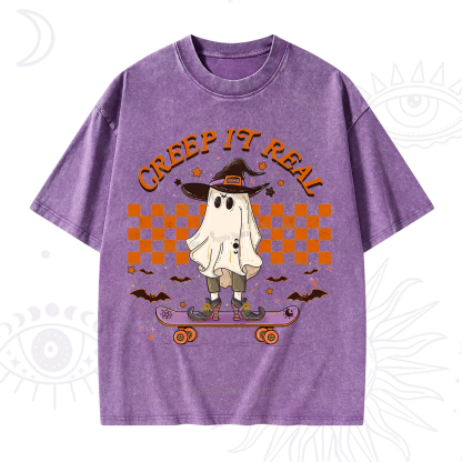 Purplehecate Creep It Real Halloween Washed T-Shirt