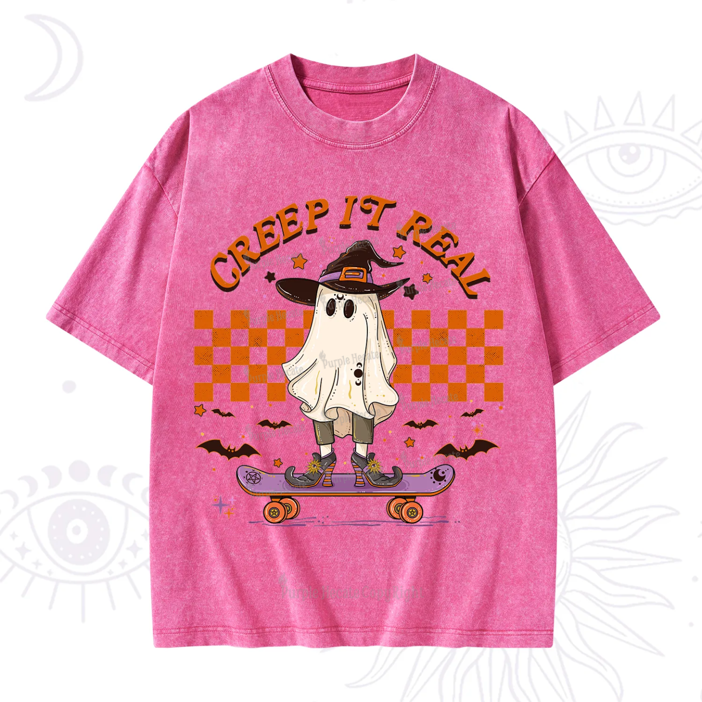 Purplehecate Creep It Real Halloween Washed T-Shirt