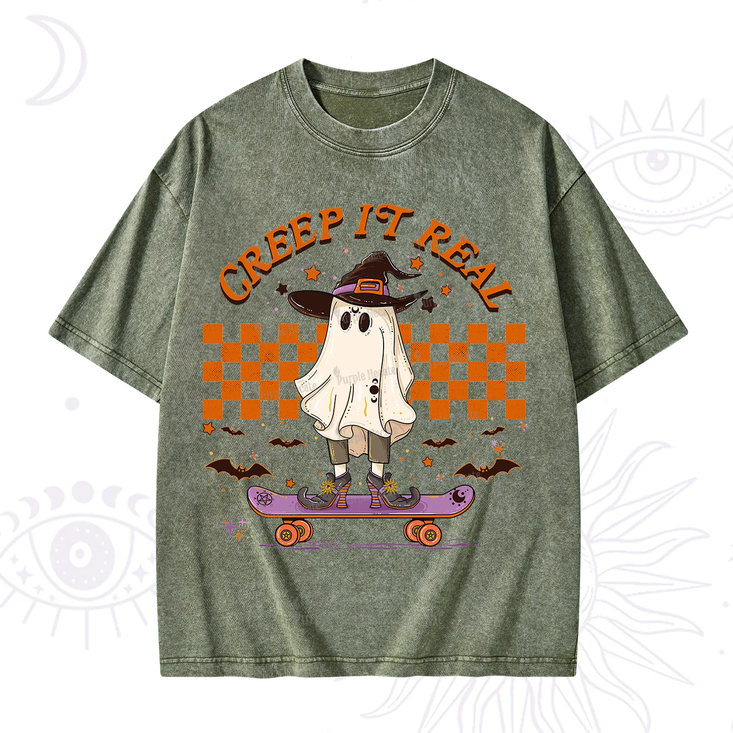 Purplehecate Creep It Real Halloween Washed T-Shirt