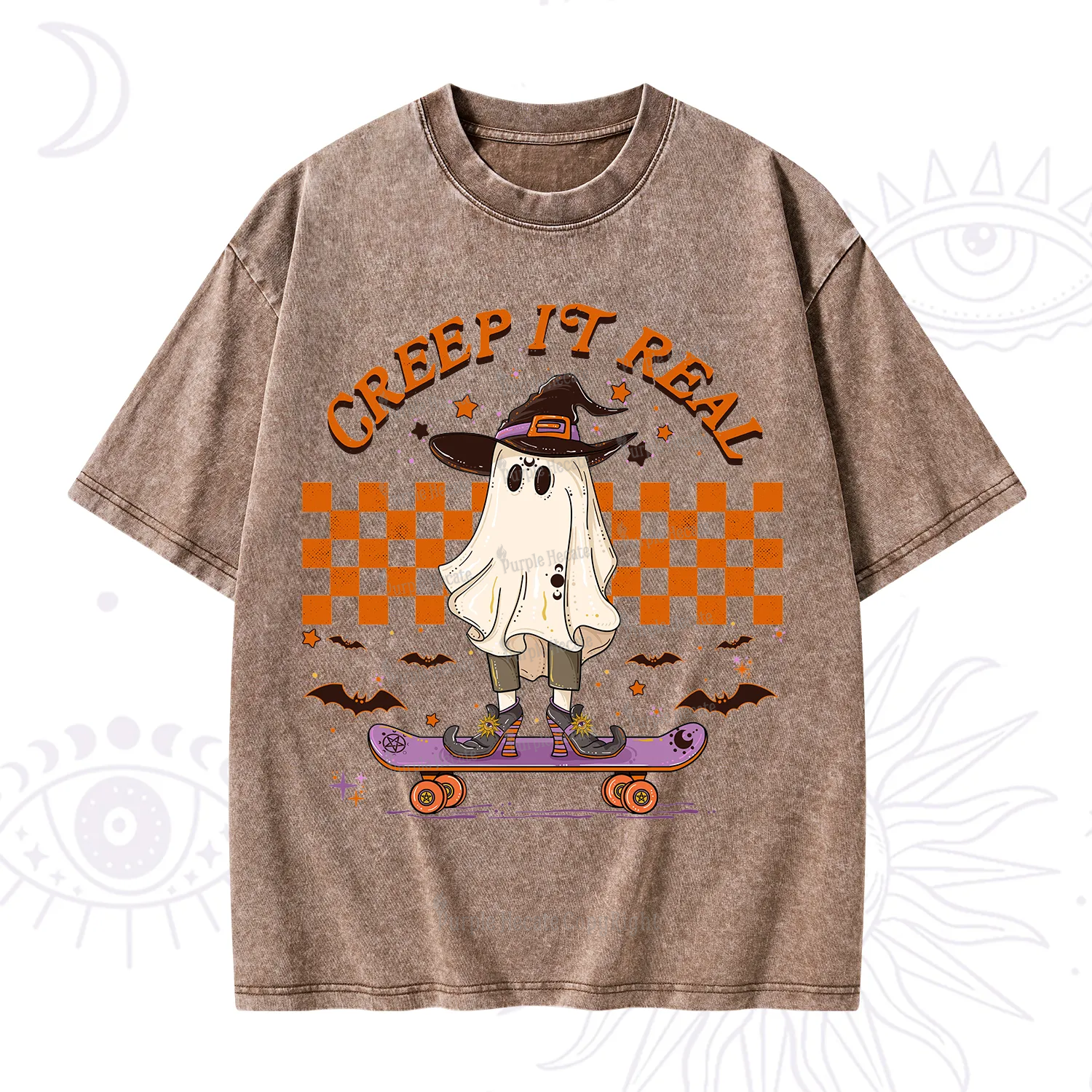 Purplehecate Creep It Real Halloween Washed T-Shirt