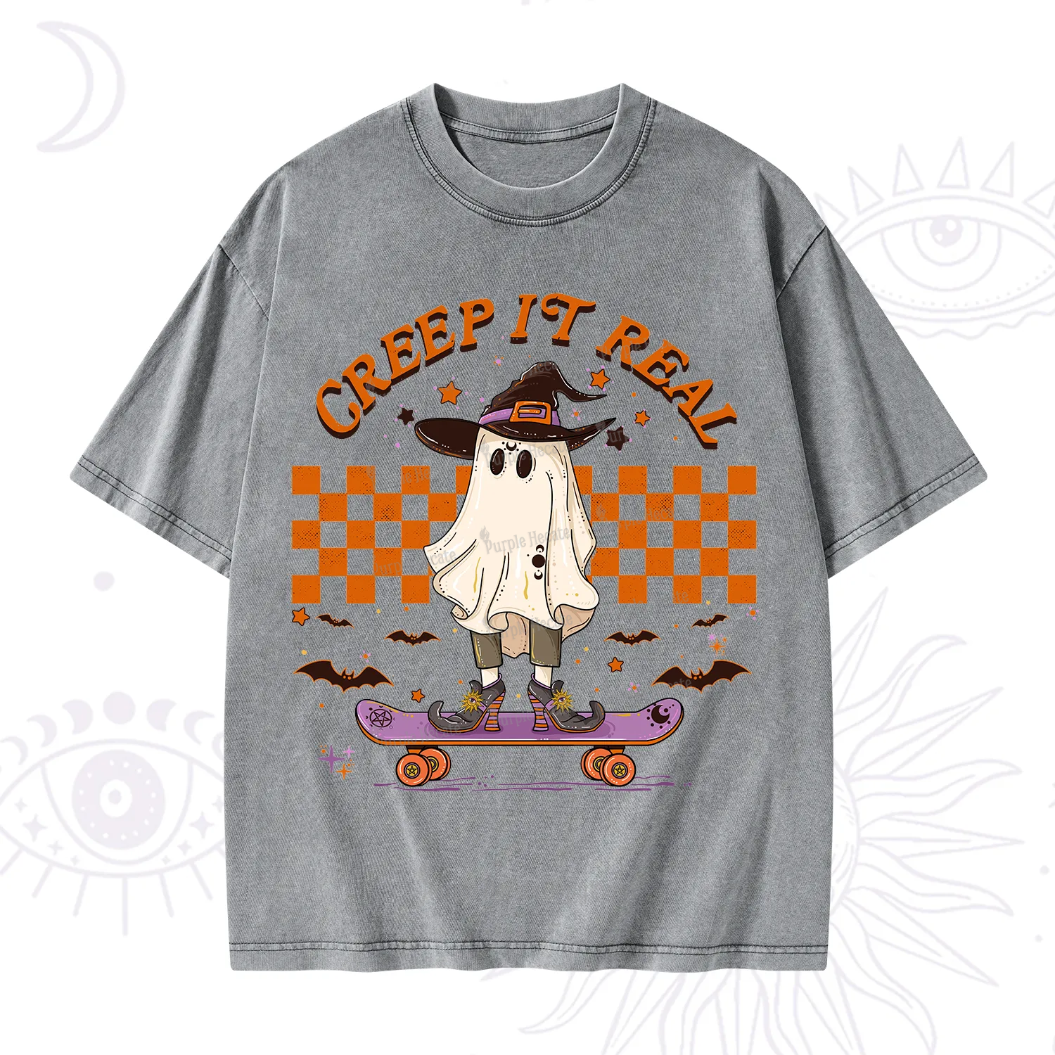 Purplehecate Creep It Real Halloween Washed T-Shirt