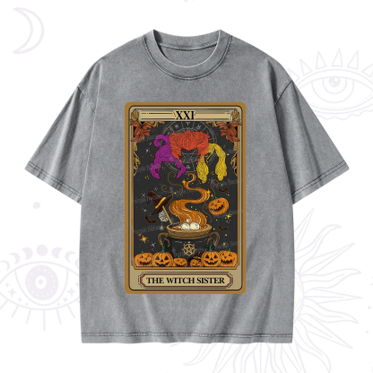 Purplehecate The Witch Sister Tarot Halloween Washed T-Shirt