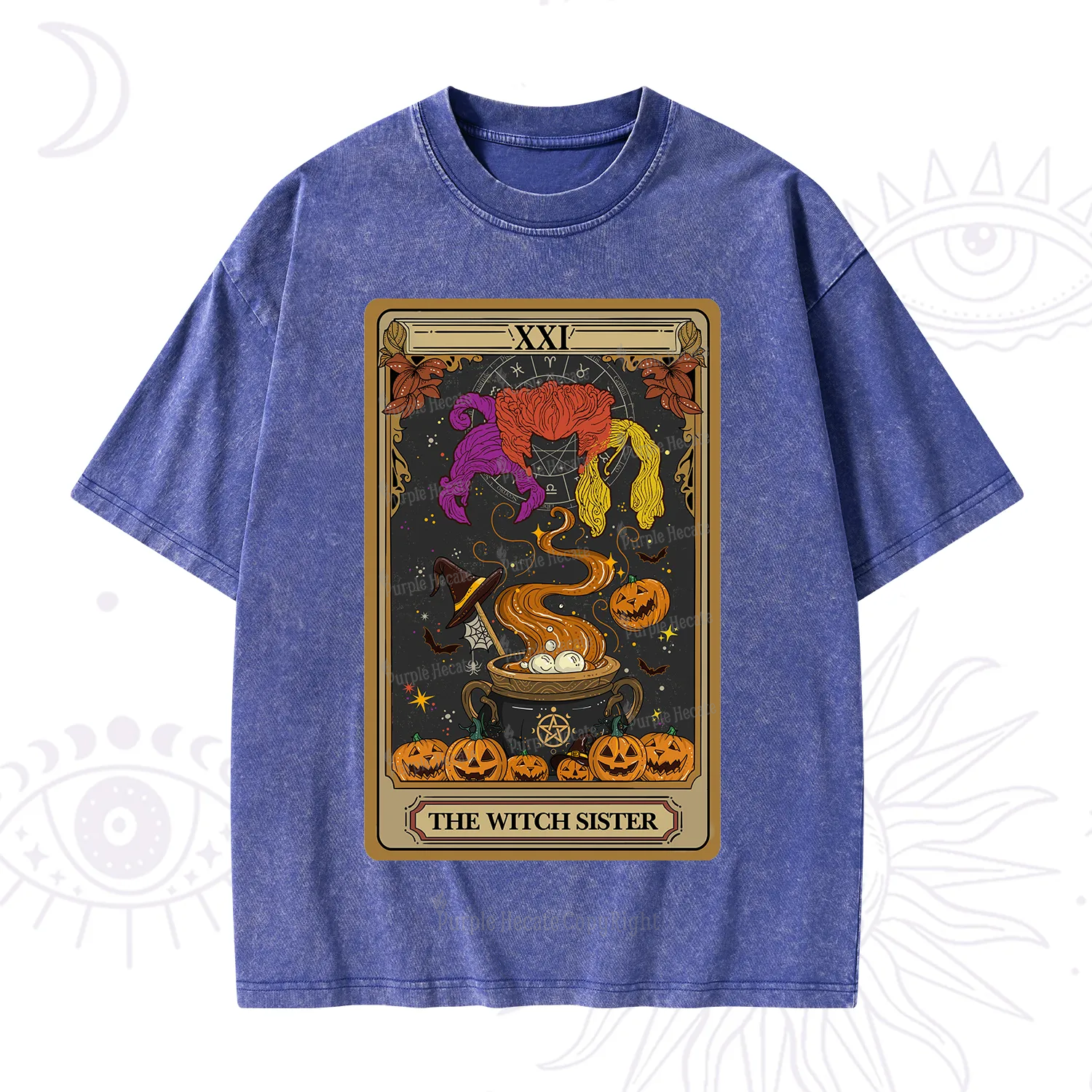 Purplehecate The Witch Sister Tarot Halloween Washed T-Shirt