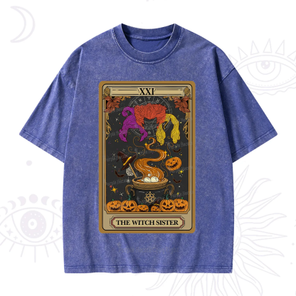 Purplehecate The Witch Sister Tarot Halloween Washed T-Shirt