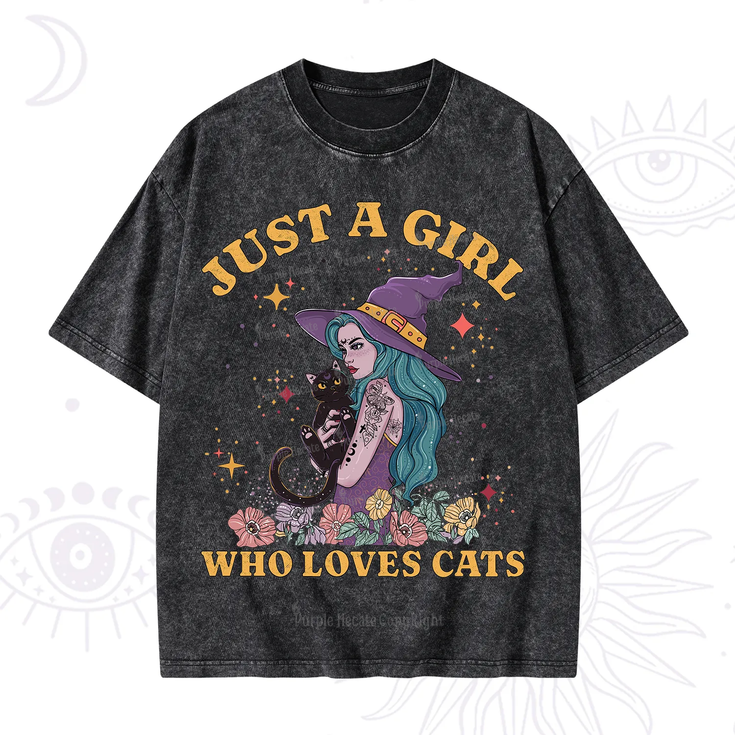Purplehecate Just A Girl Who Loves Cats Washed T-Shirt