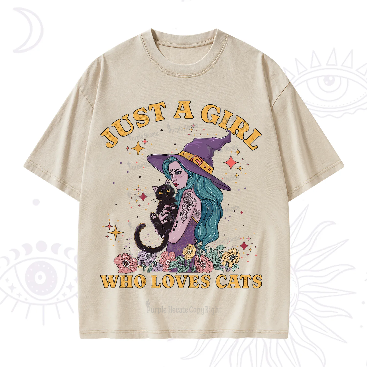 Purplehecate Just A Girl Who Loves Cats Washed T-Shirt