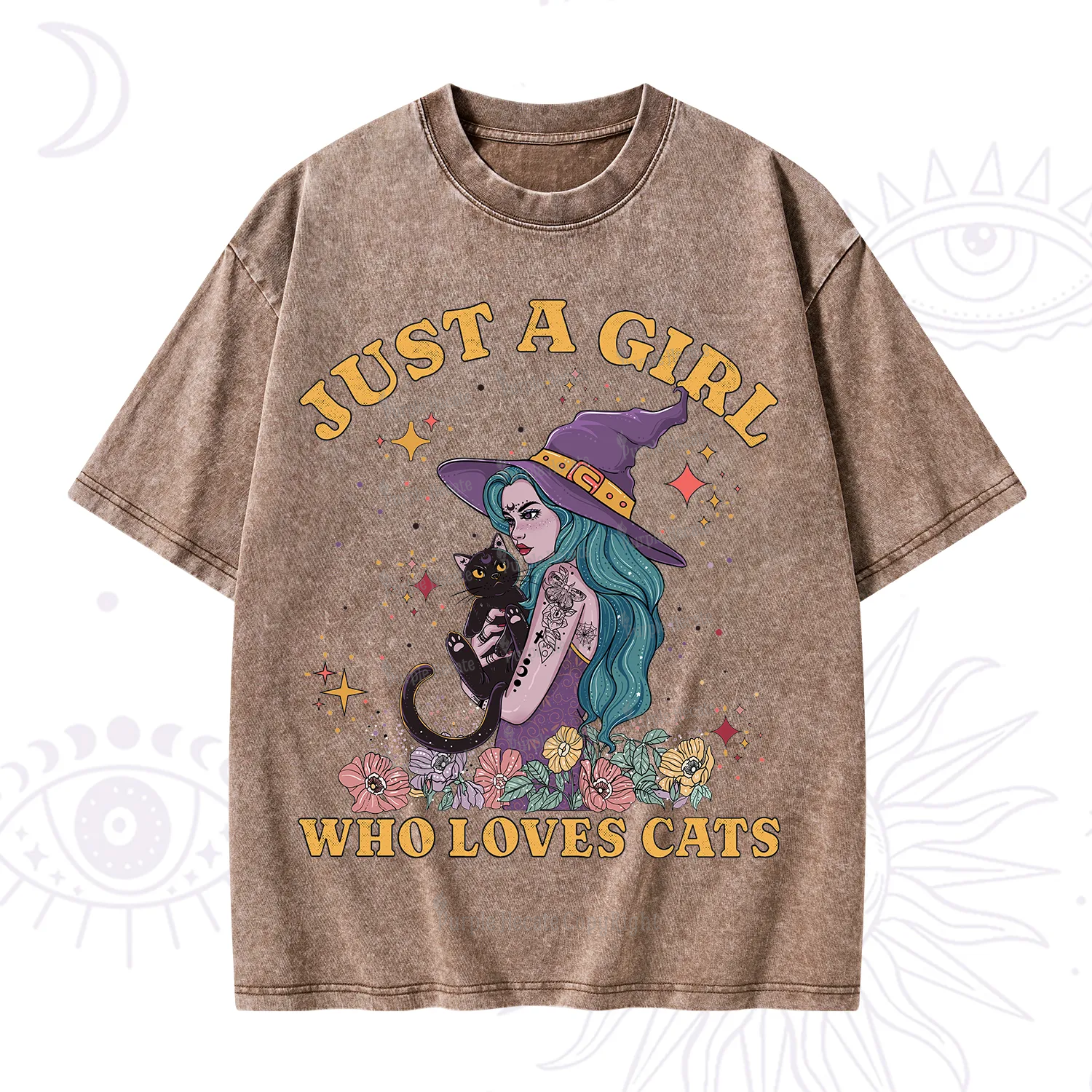 Purplehecate Just A Girl Who Loves Cats Washed T-Shirt