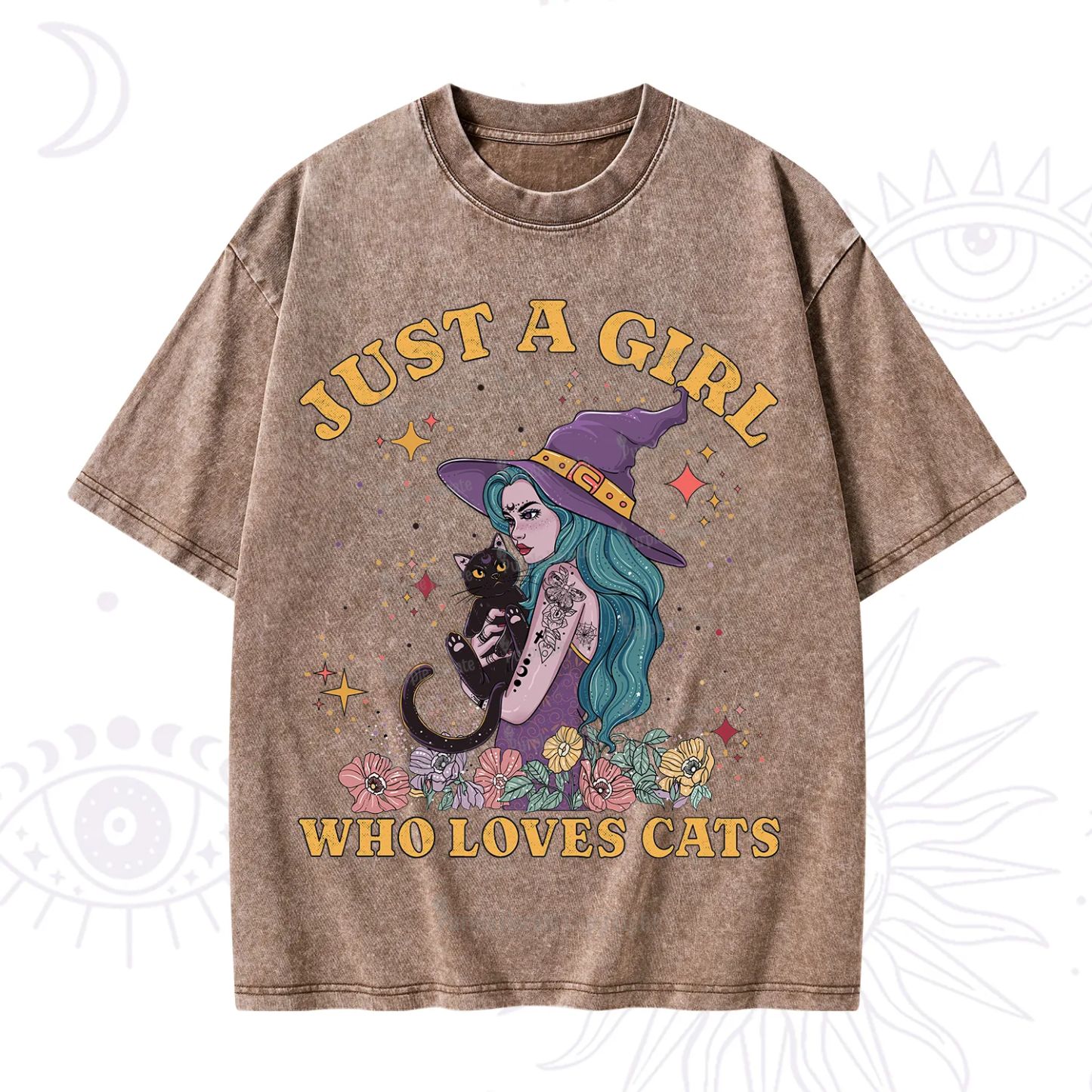 Purplehecate Just A Girl Who Loves Cats Washed T-Shirt