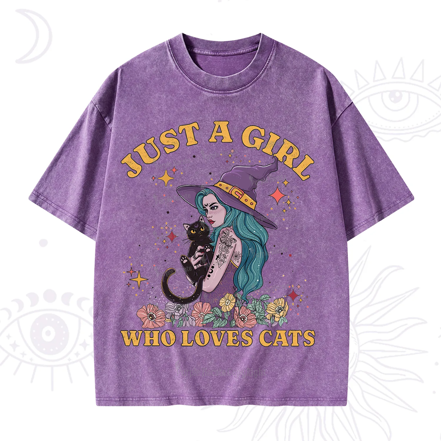 Purplehecate Just A Girl Who Loves Cats Washed T-Shirt