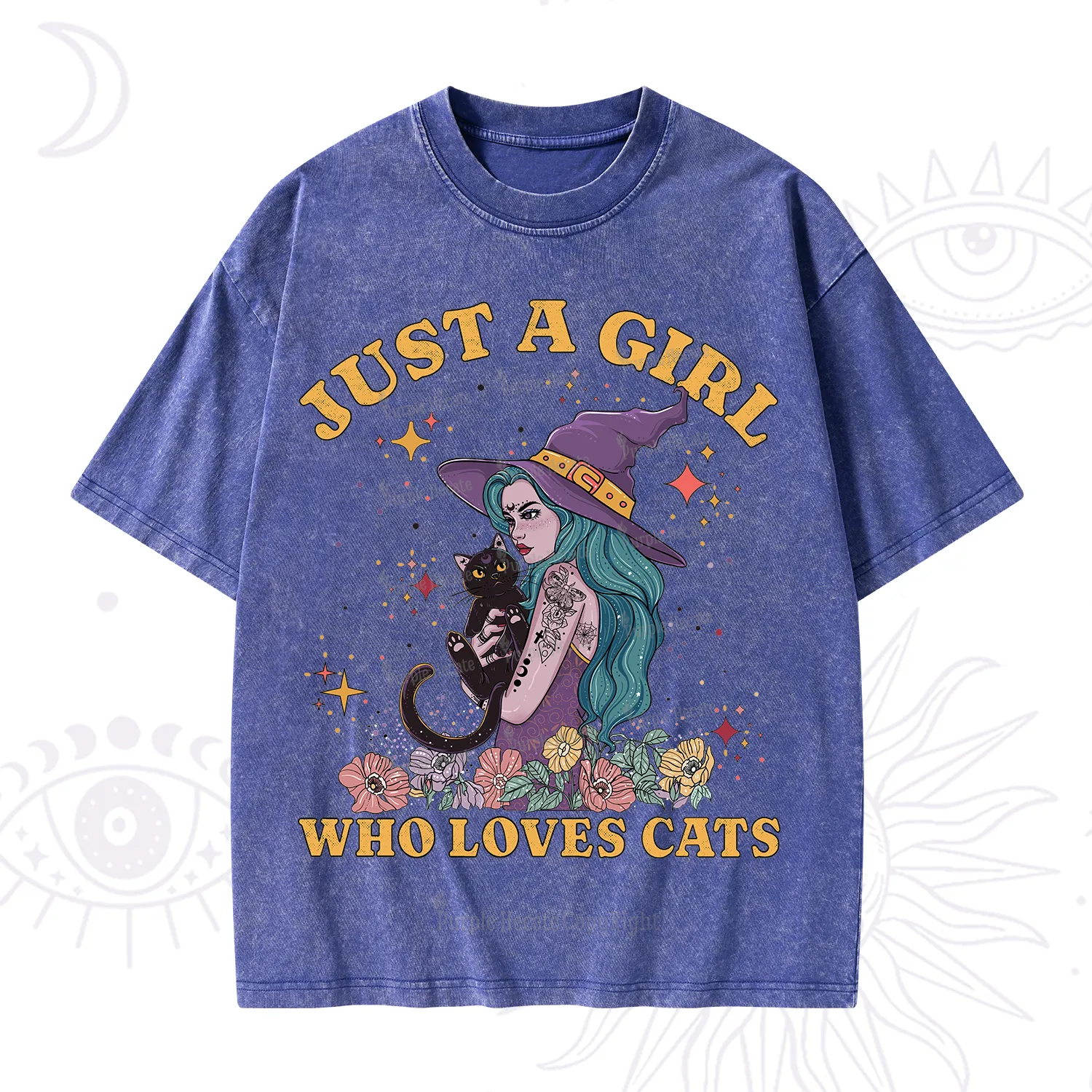 Purplehecate Just A Girl Who Loves Cats Washed T-Shirt