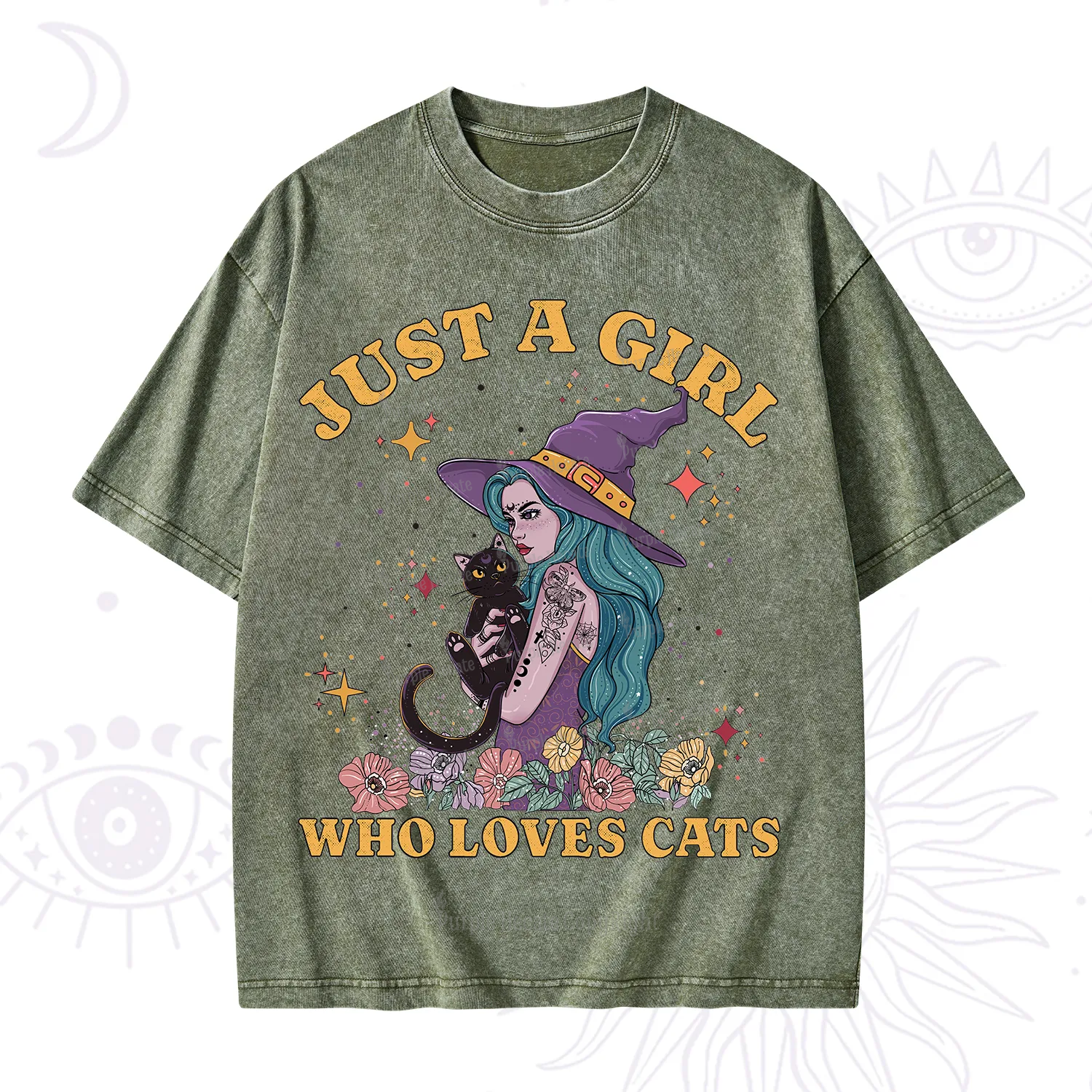 Purplehecate Just A Girl Who Loves Cats Washed T-Shirt