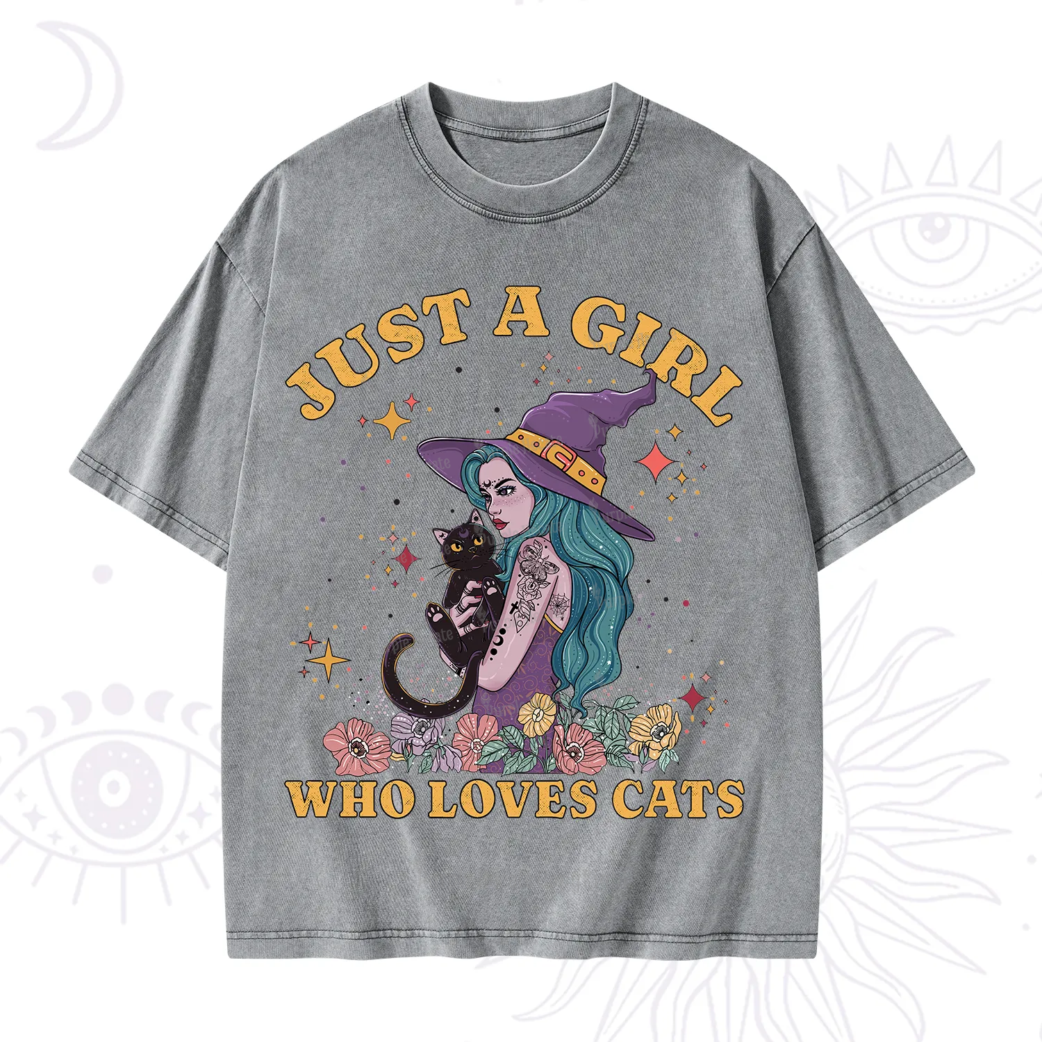 Purplehecate Just A Girl Who Loves Cats Washed T-Shirt
