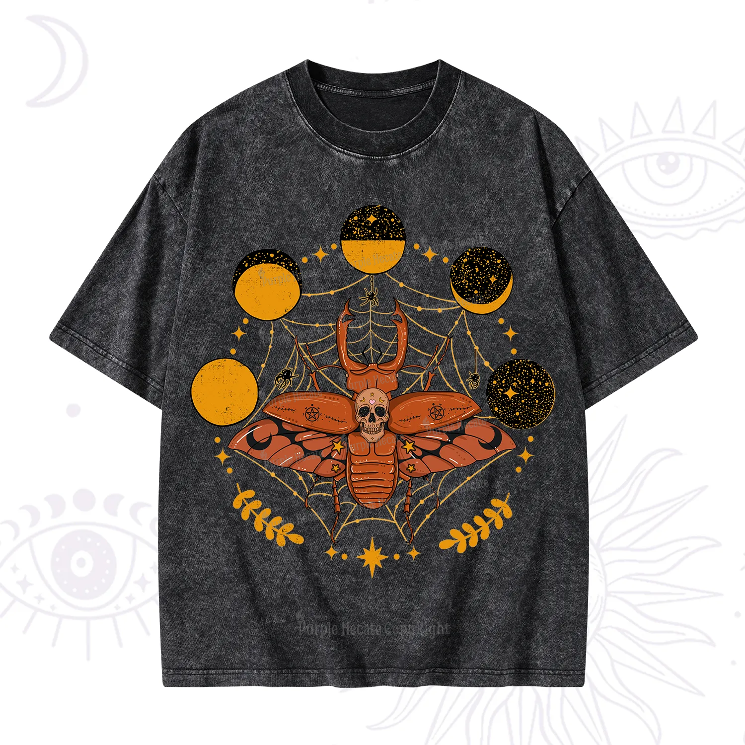 Purplehecate Lunar Web Death Beetle Washed T-Shirt
