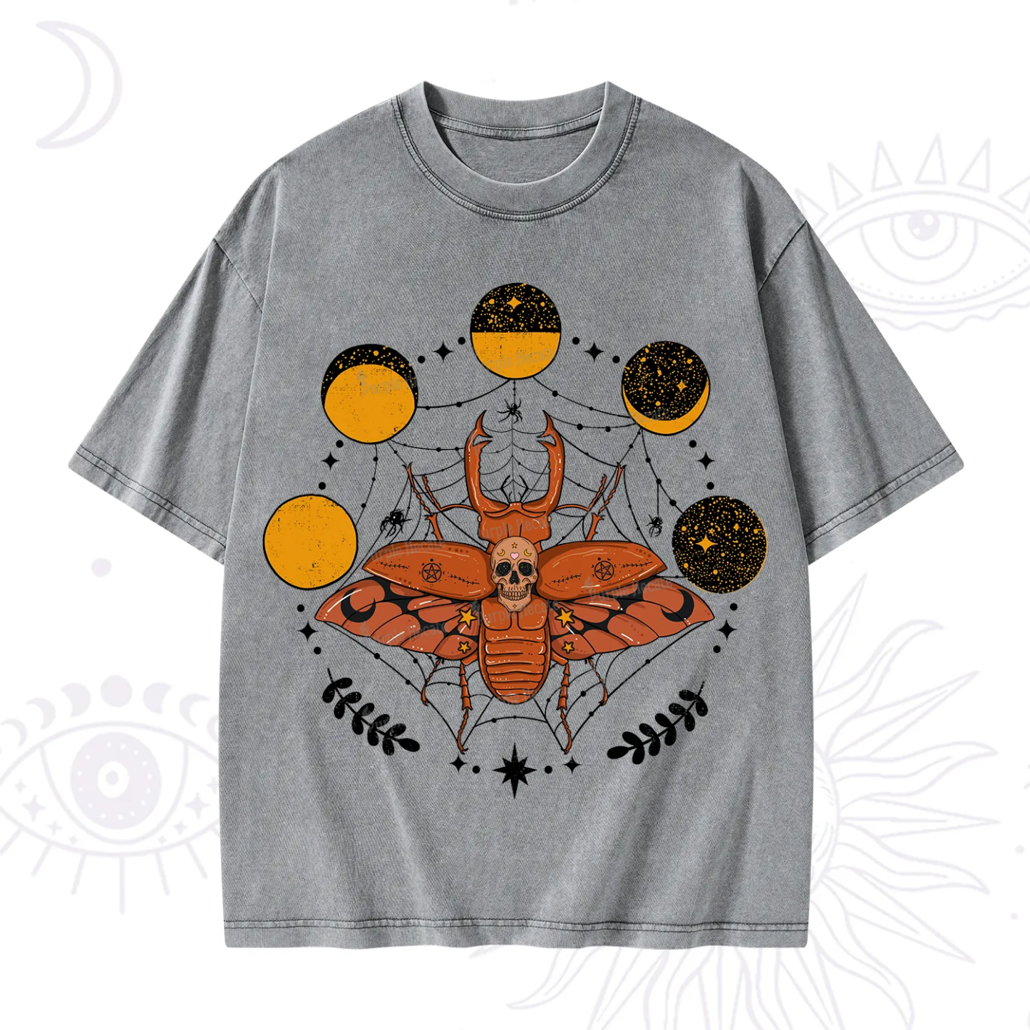 Purplehecate Lunar Web Death Beetle Washed T-Shirt