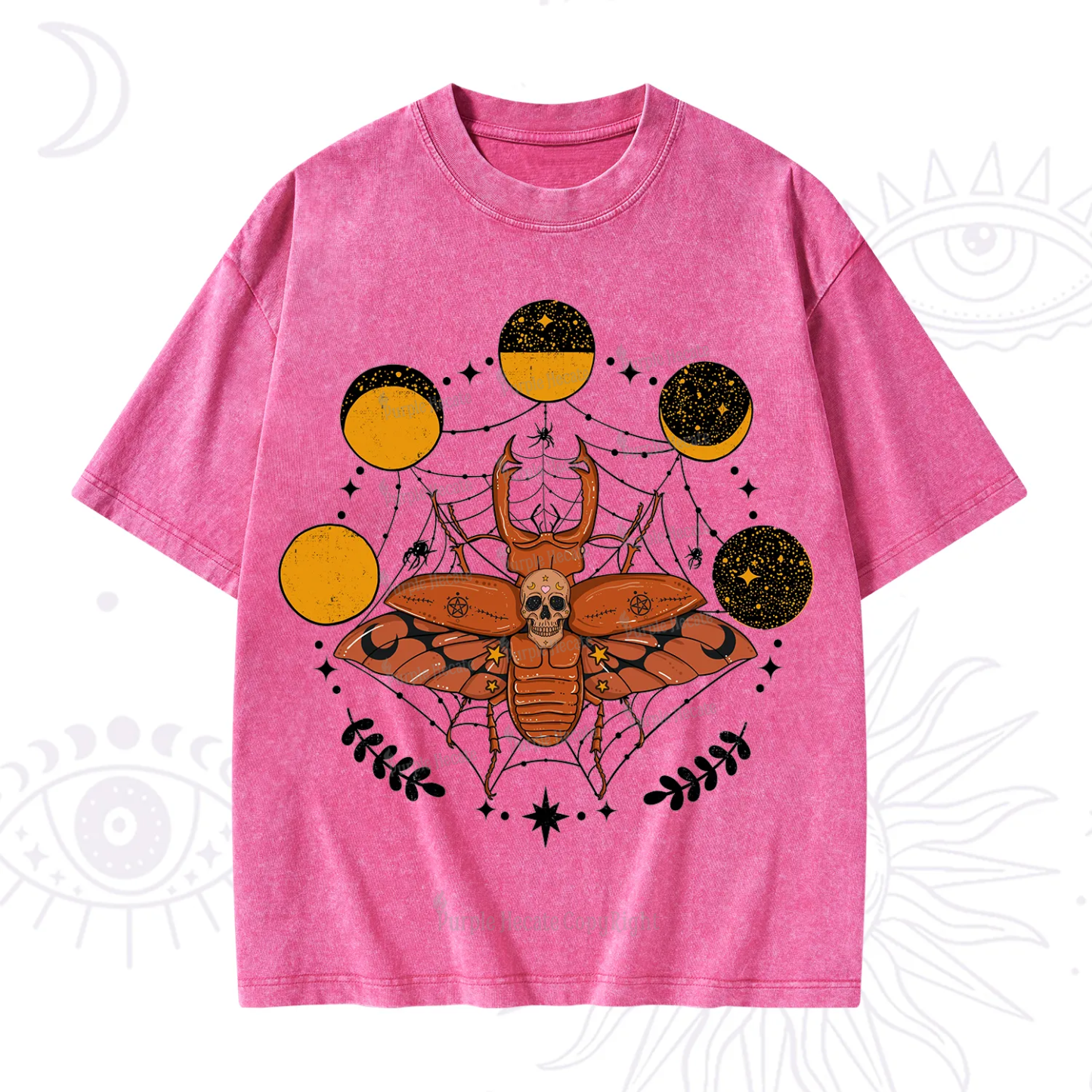 Purplehecate Lunar Web Death Beetle Washed T-Shirt