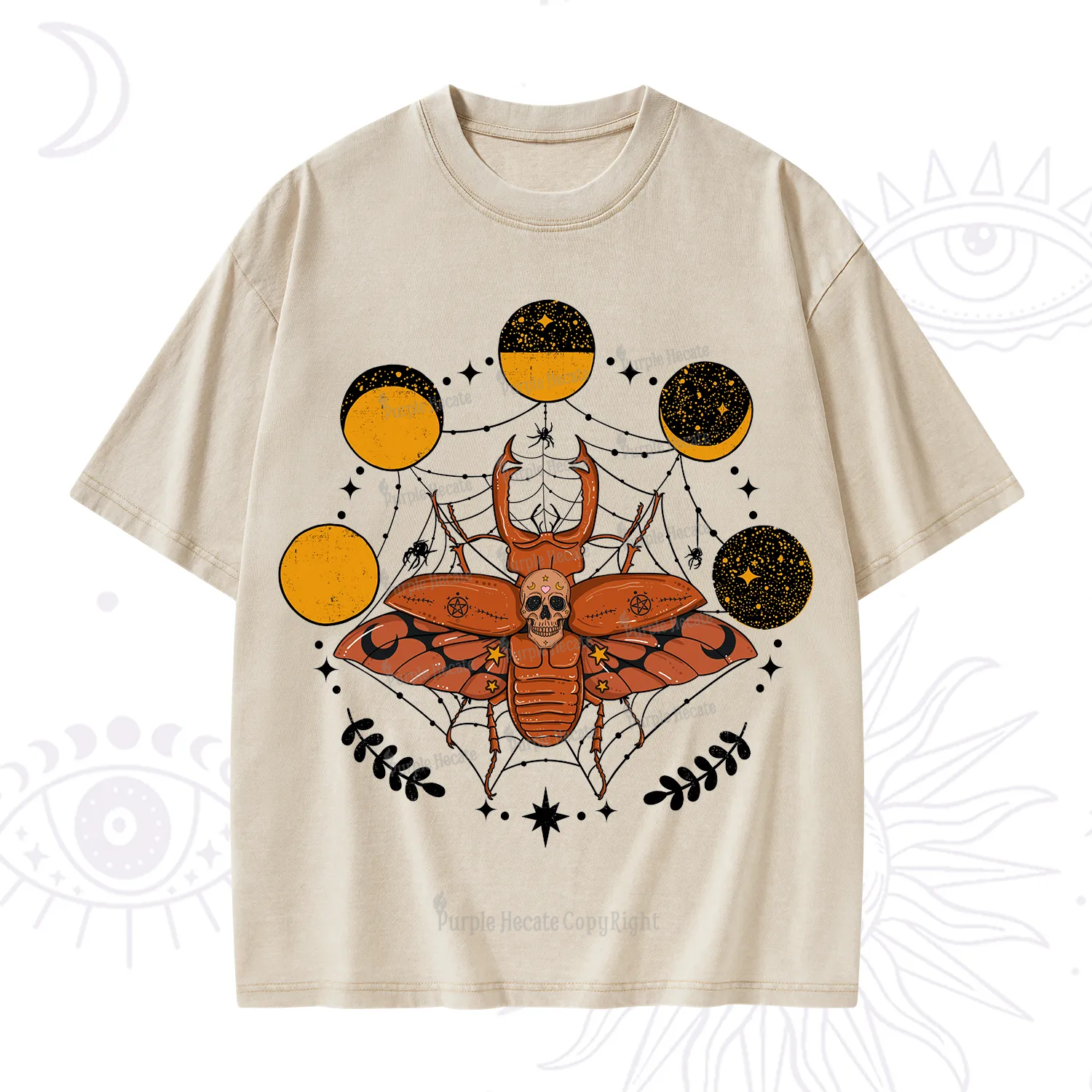 Purplehecate Lunar Web Death Beetle Washed T-Shirt