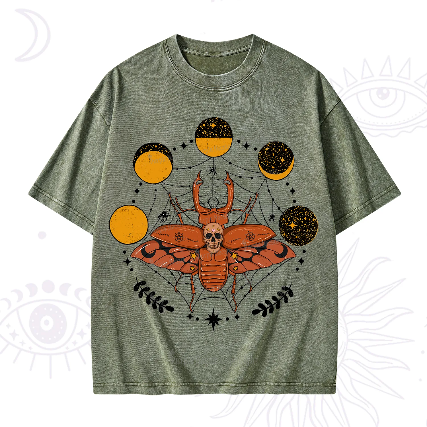 Purplehecate Lunar Web Death Beetle Washed T-Shirt