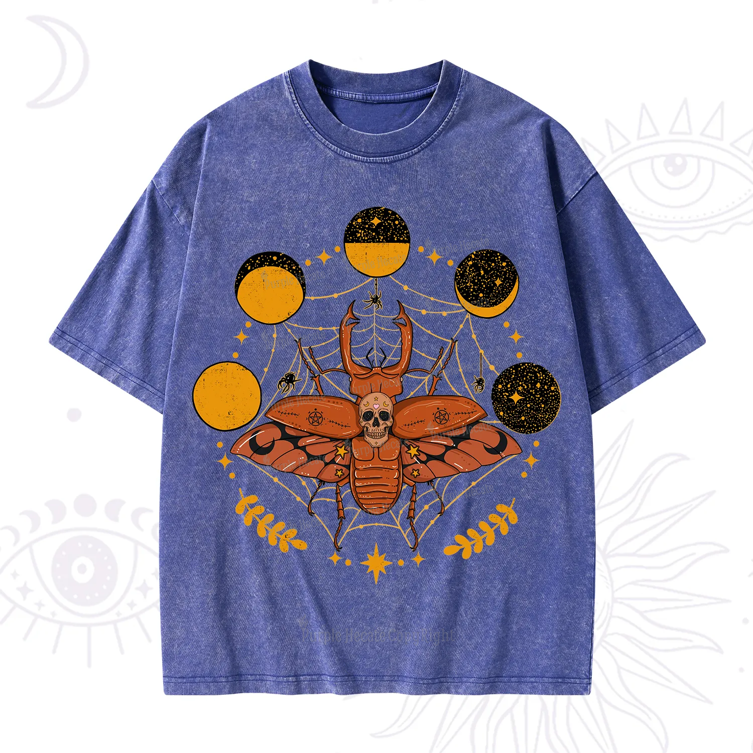 Purplehecate Lunar Web Death Beetle Washed T-Shirt