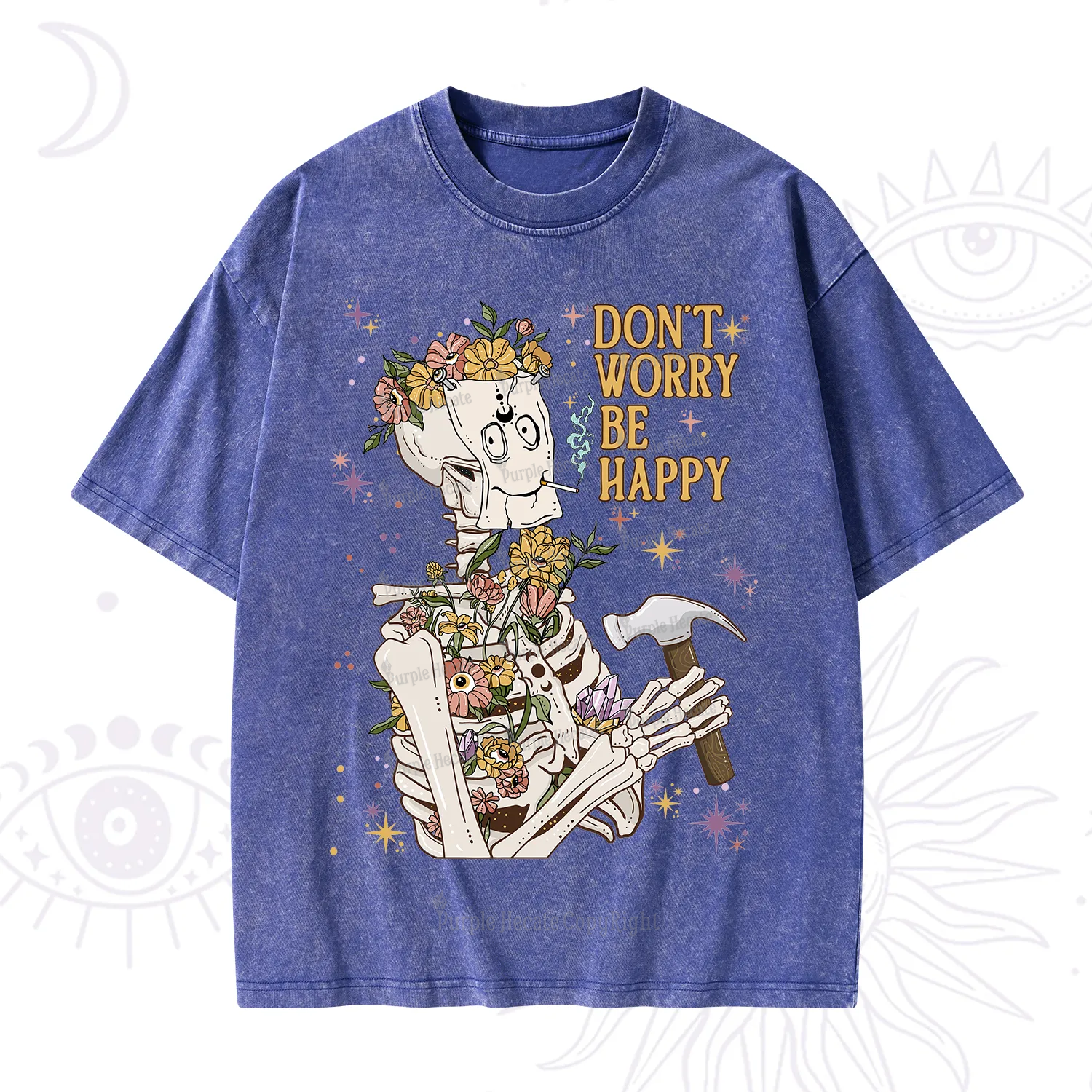 Purplehecate Don't Worry Be Happy Washed T-Shirt