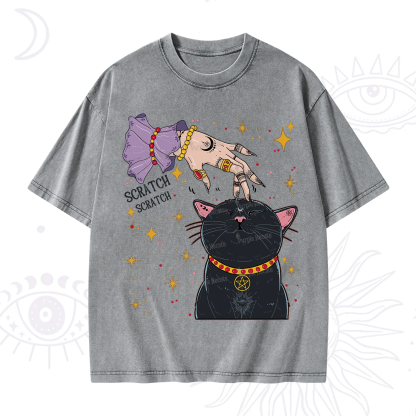 Purplehecate Witch's Cat Scratch Washed T-Shirt