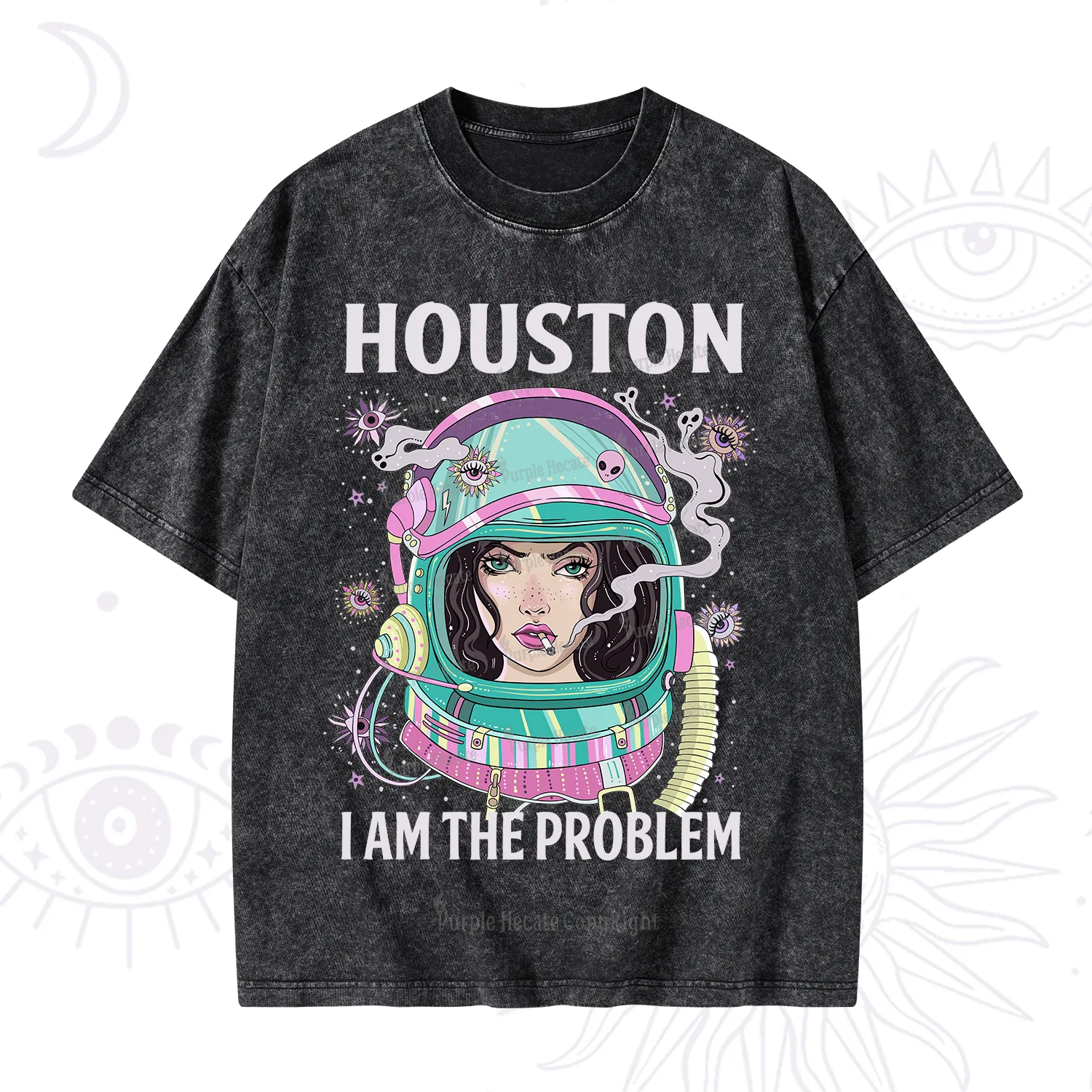 Purplehecate Houston I am the problem Washed T-Shirt
