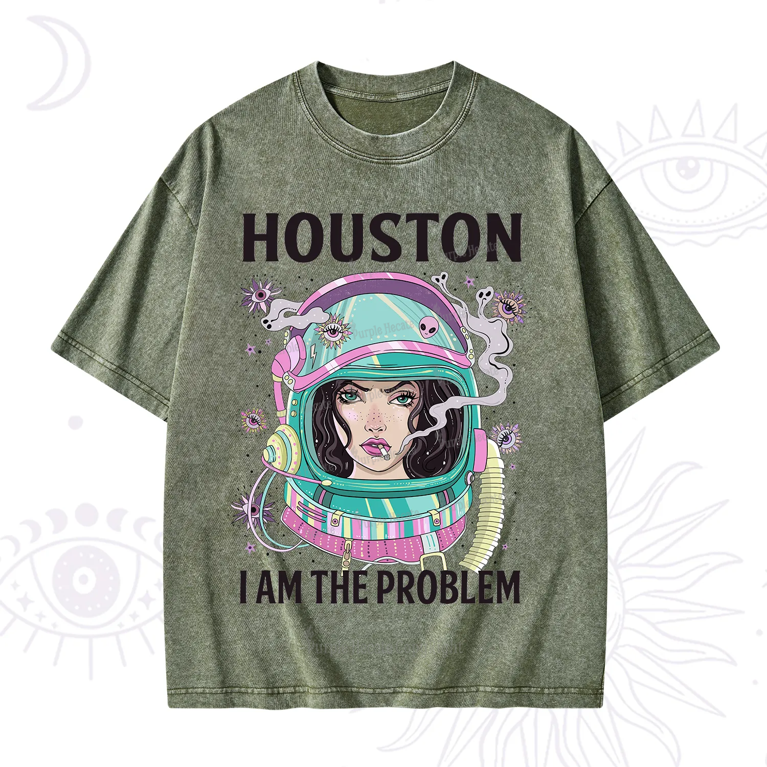 Purplehecate Houston I am the problem Washed T-Shirt