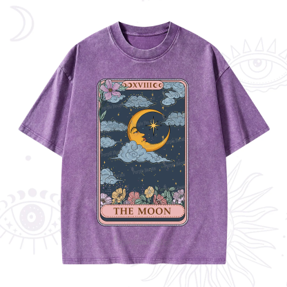 Purplehecate The Moon Tarot Card Washed T-Shirt