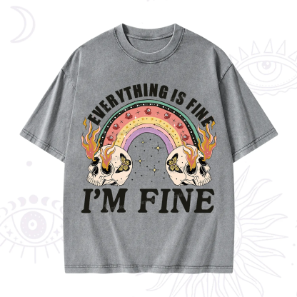 Purplehecate Everything Is Fine Washed T-Shirt