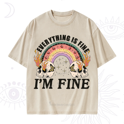 Purplehecate Everything Is Fine Washed T-Shirt