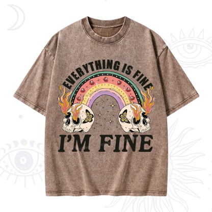 Purplehecate Everything Is Fine Washed T-Shirt