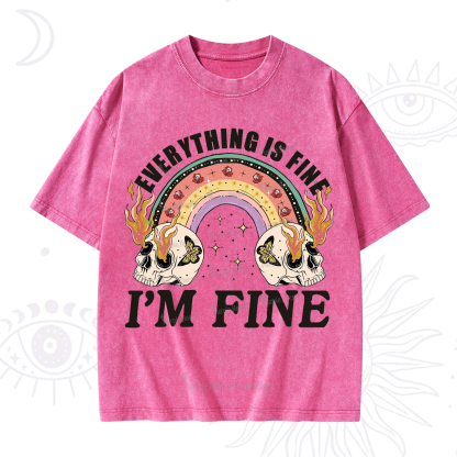 Purplehecate Everything Is Fine Washed T-Shirt