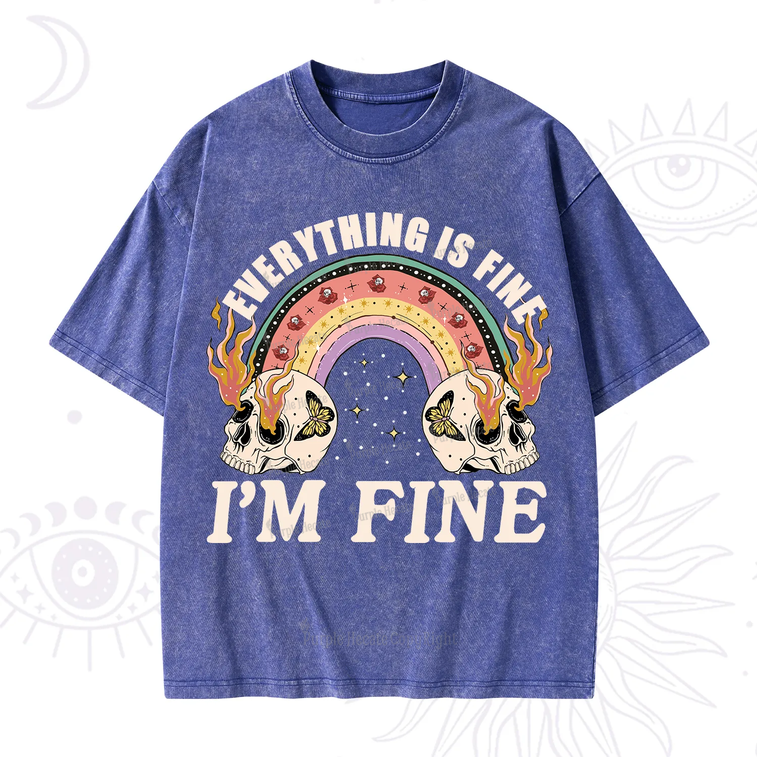 Purplehecate Everything Is Fine Washed T-Shirt