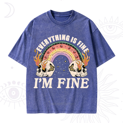 Purplehecate Everything Is Fine Washed T-Shirt