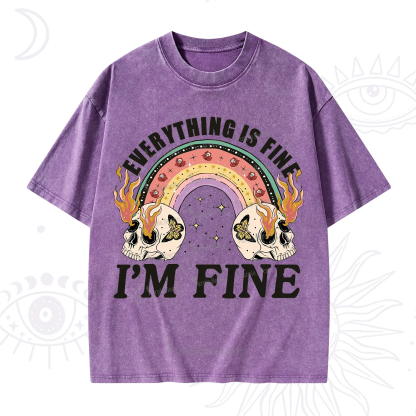 Purplehecate Everything Is Fine Washed T-Shirt